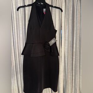 Vince Camuto Black halter top Dress 6 with peplum detail